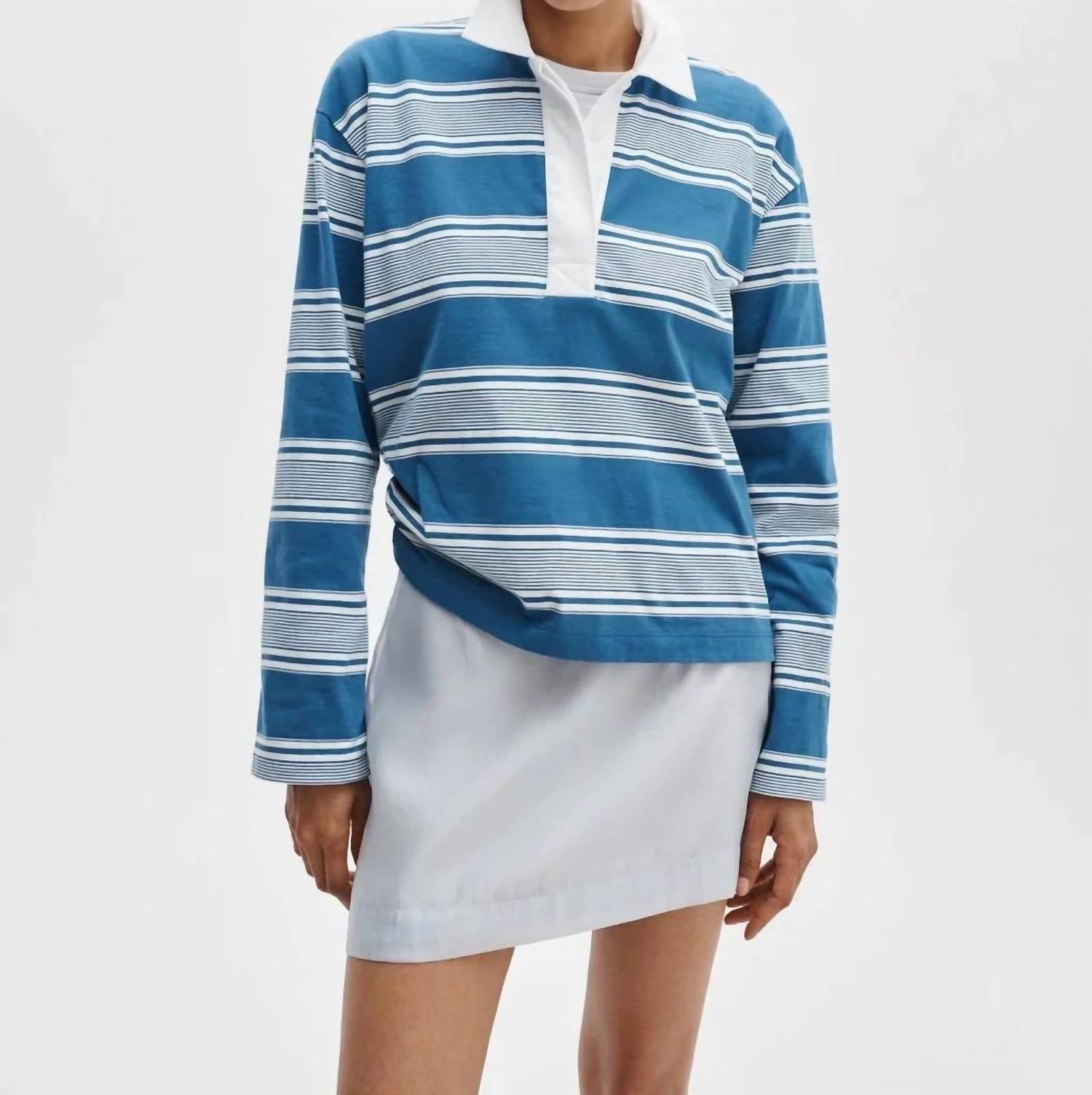 Rag & Bone - Kelly Boxy Striped Long-Sleeve Polo