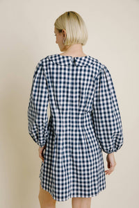 Aureum - Gingham Collar Dress With Tie