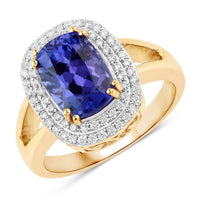 Diana M Jewels Women's Cushion Natural Tanzanite Fashion Ring (3.33 Ct) - Signature Plus in 14k yellow gold - women's jewelry