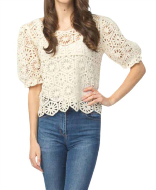 Papillon - Arielle Crochet Puff Sleeve Top