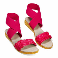 Charleston Shoe Co. - Women's Benjamin Wrap-up Ankle Faux Cork Sandals