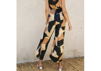 Dress Forum - Printed Surplice Wide Leg Jumpsuit