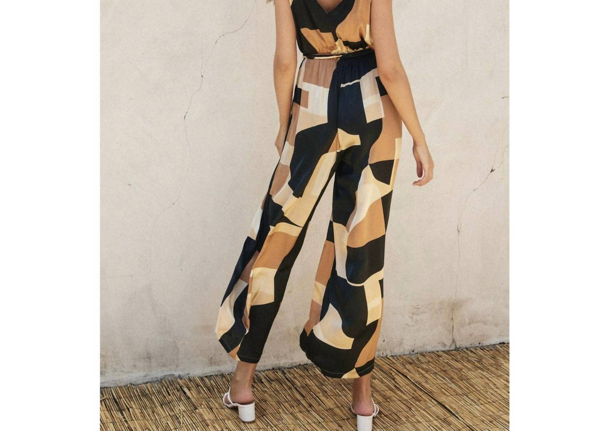 Dress Forum - Printed Surplice Wide Leg Jumpsuit