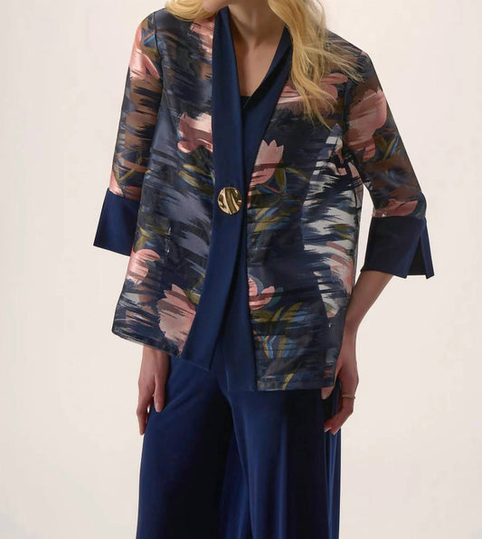 Joseph Ribkoff - Floral Print Asymmetric Swing Jacket