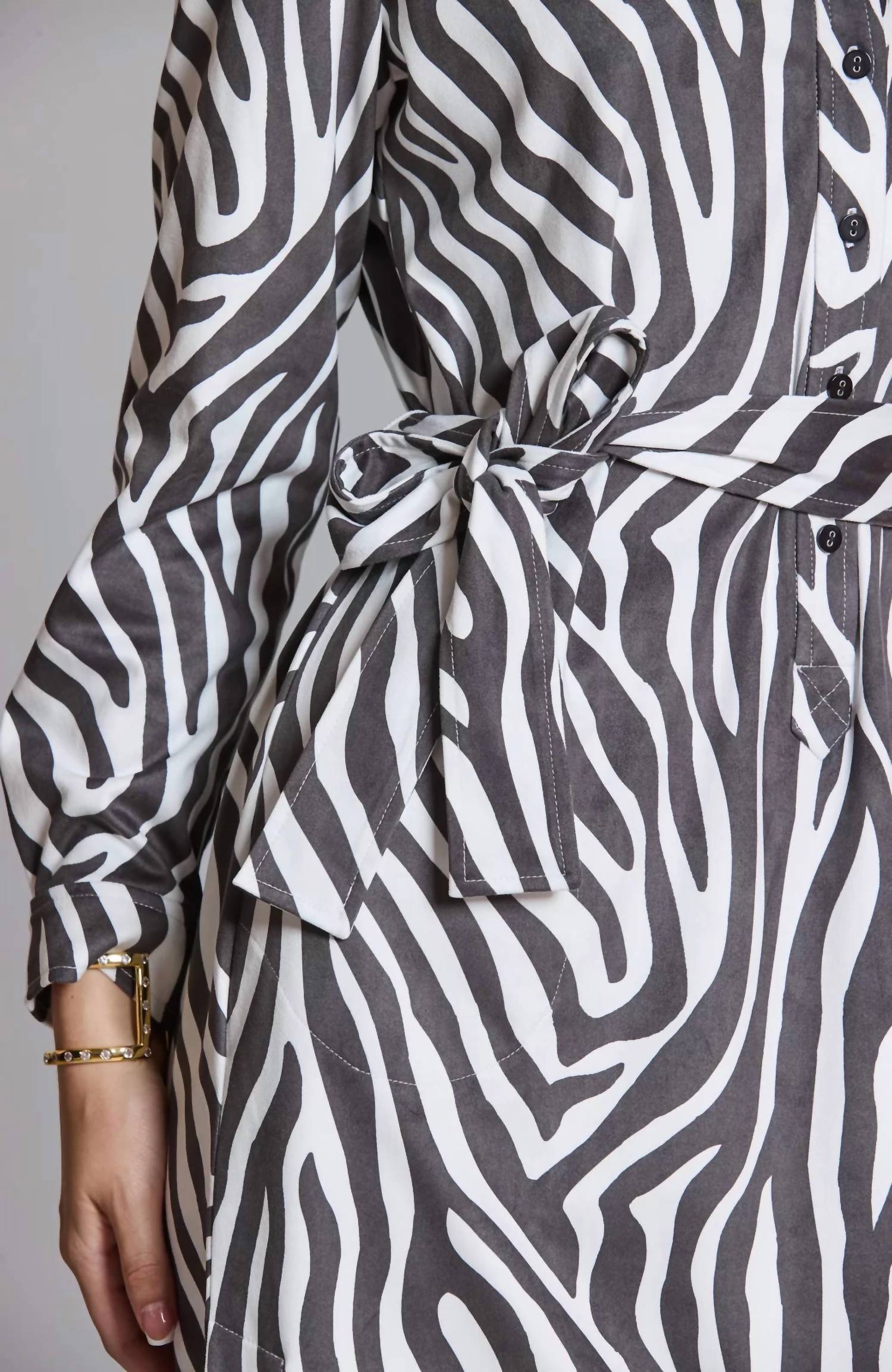 Tyler Boe - Zebra Faux Suede Shirt Dress