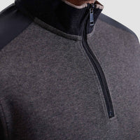 Bugatchi Uomo Diagonal Stripe Melange Quarter Zip Sweater in taupe - men's sweater - view 5