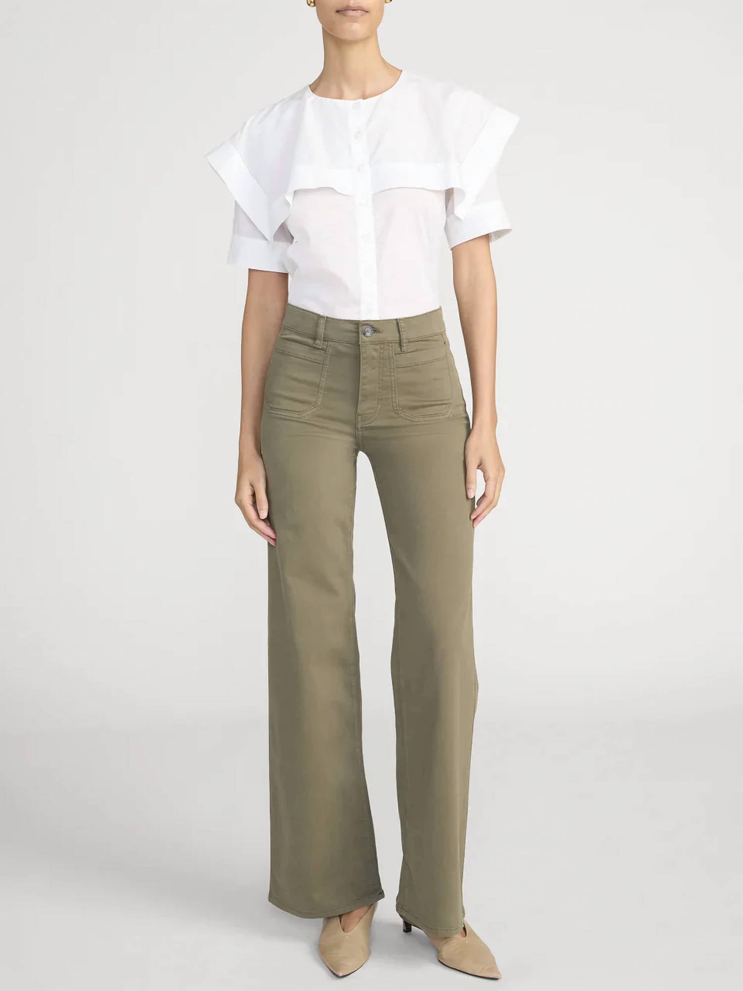 Frame - Slim Palazzo Twill Modernist Pocket Pants