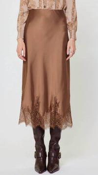 Current Air - Mouse Lace Hem Satin Skirt