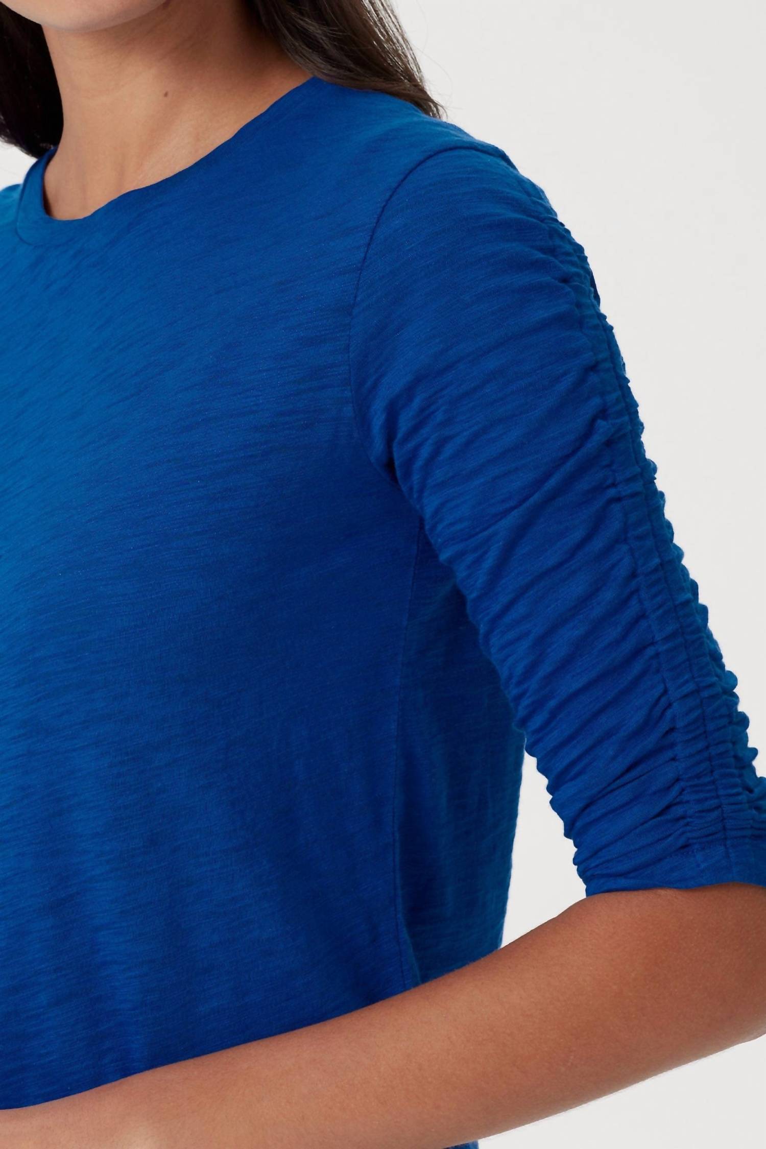 Goldie - Ruched Half Sleeve Crew Neck Tee