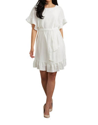 Joseph Ribkoff Ruffle Sleeve Dress in white - women's dress