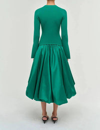 SIMKHAI Kenlie Taffeta Knit Midi Dress in kelly green 1 - women's dress - alternate view