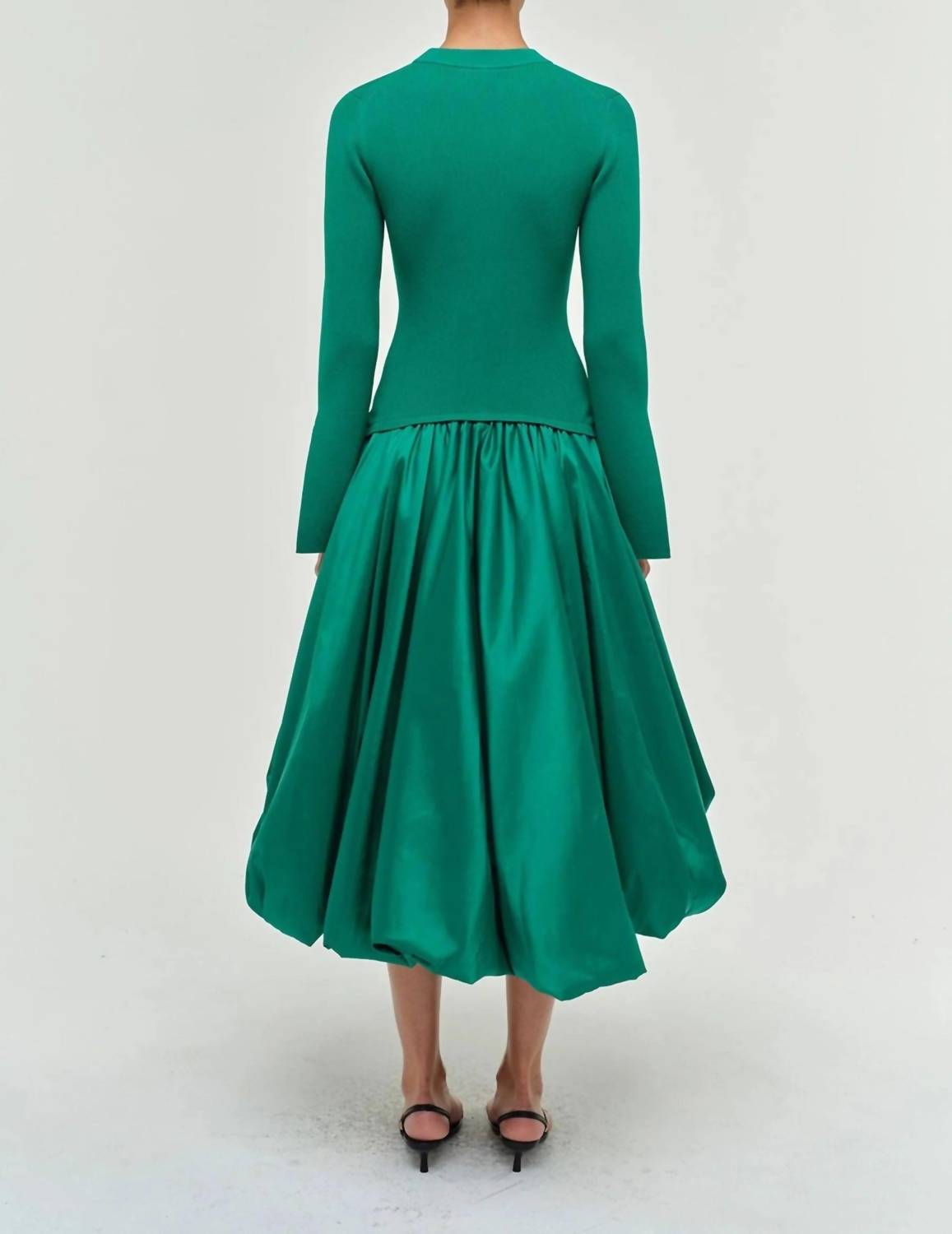SIMKHAI Kenlie Taffeta Knit Midi Dress in kelly green 1 - women's dress - alternate view