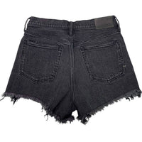 AE77 Women's Cotton Factory Distressed Jorts in black - women's shorts - detail view