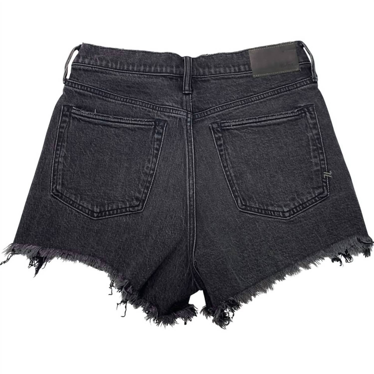 AE77 Women's Cotton Factory Distressed Jorts in black - women's shorts - detail view