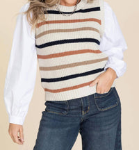 Fate - Layered Shirt Stripe Sweater