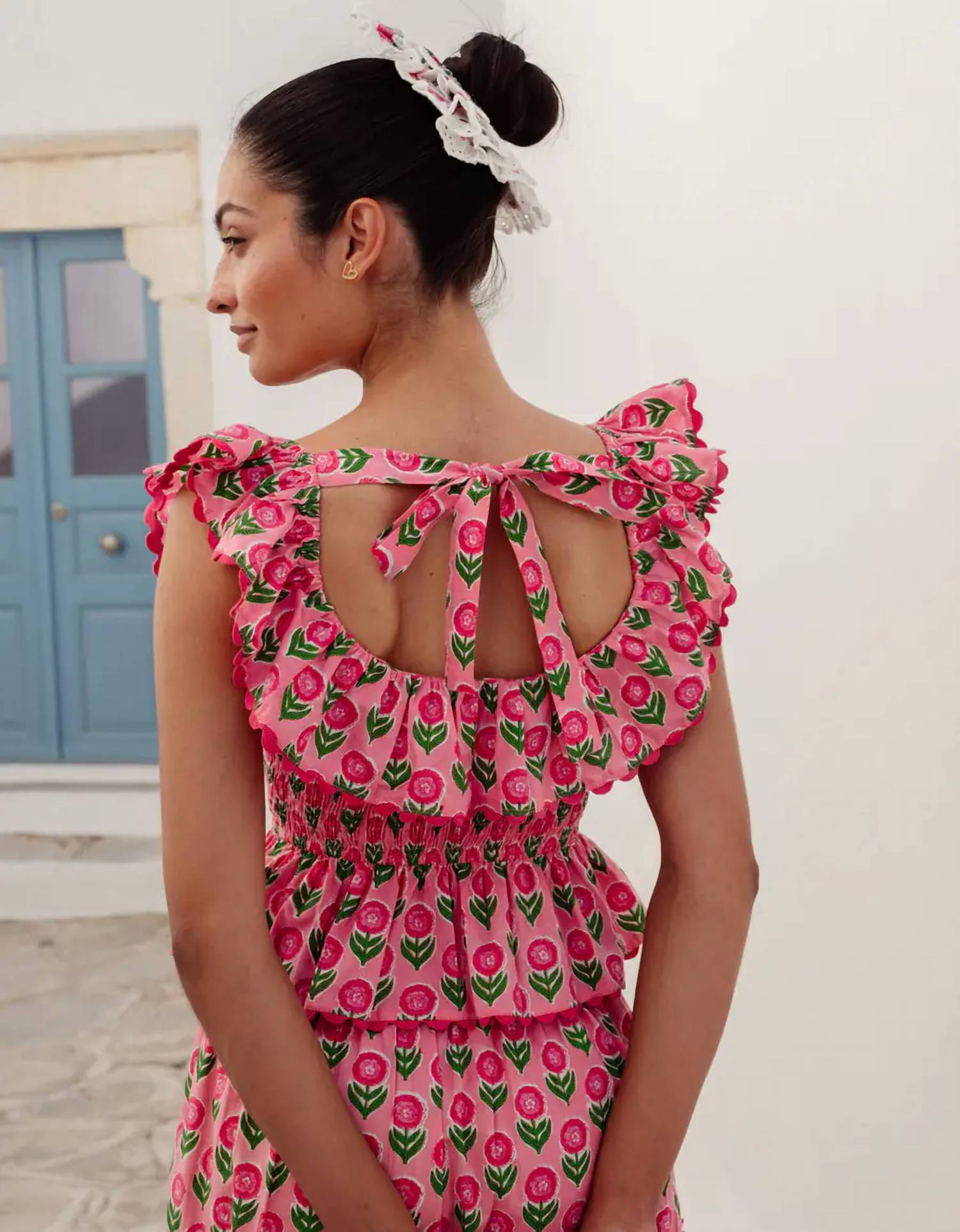 Pink City Prints - Susie Floral Ruffle Top