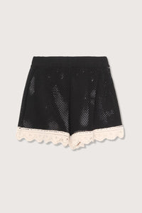 SEA Kendall Crochet Short in black - women's shorts - detail view