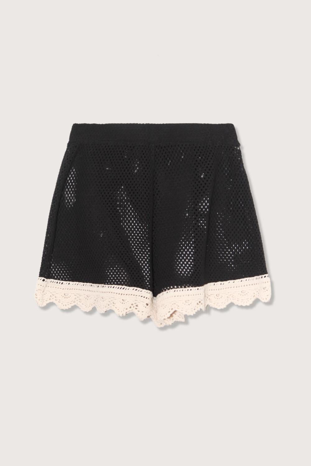 SEA Kendall Crochet Short in black - women's shorts - detail view