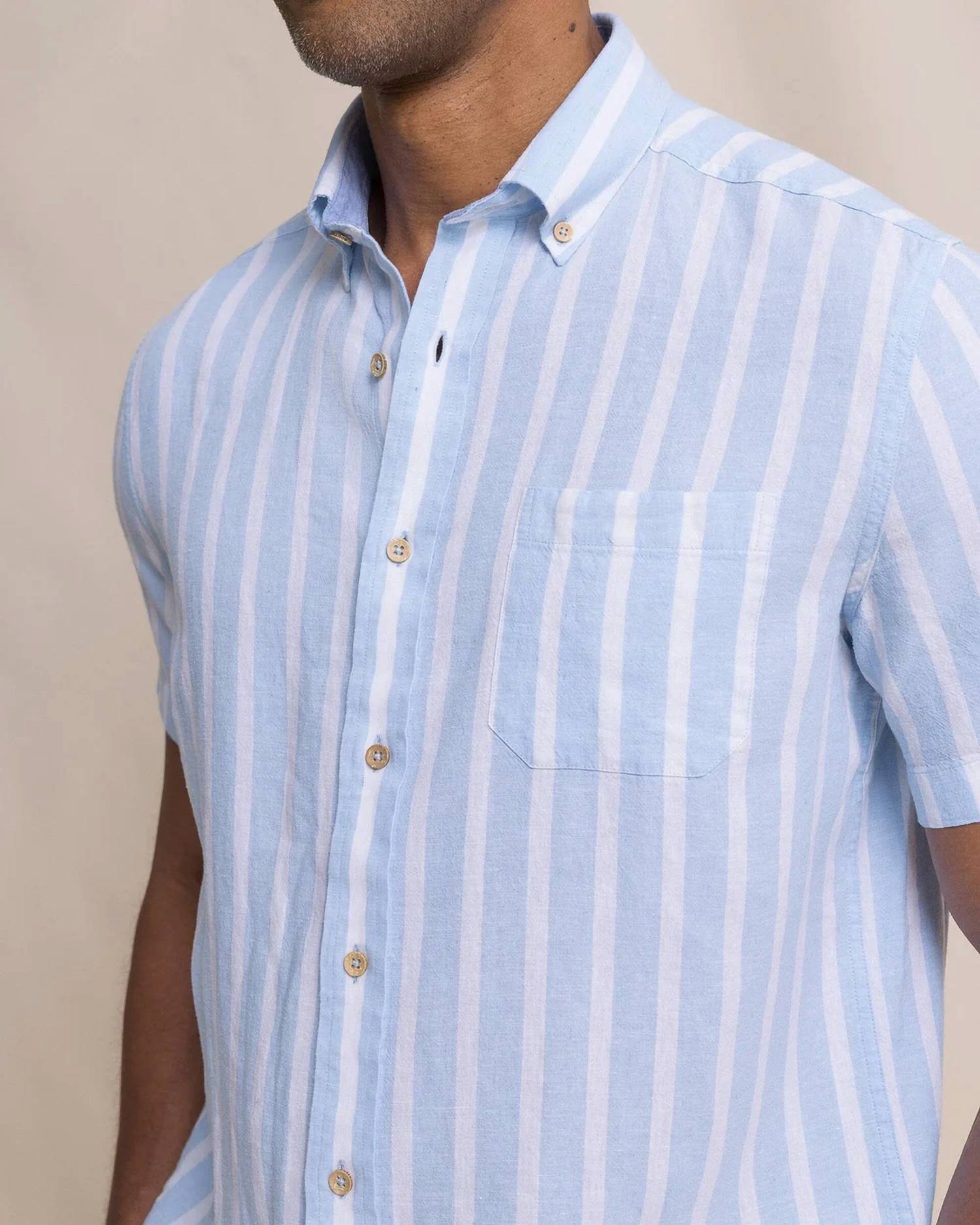 Southern Tide - Linen Rayon Smock Stripe Sport Shirt