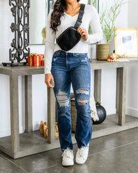 Zenana - Rounded Long Sleeve V-neck Top