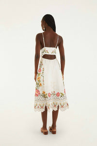 Farm Rio - Flower Embroidery Sleeveless Midi Dress