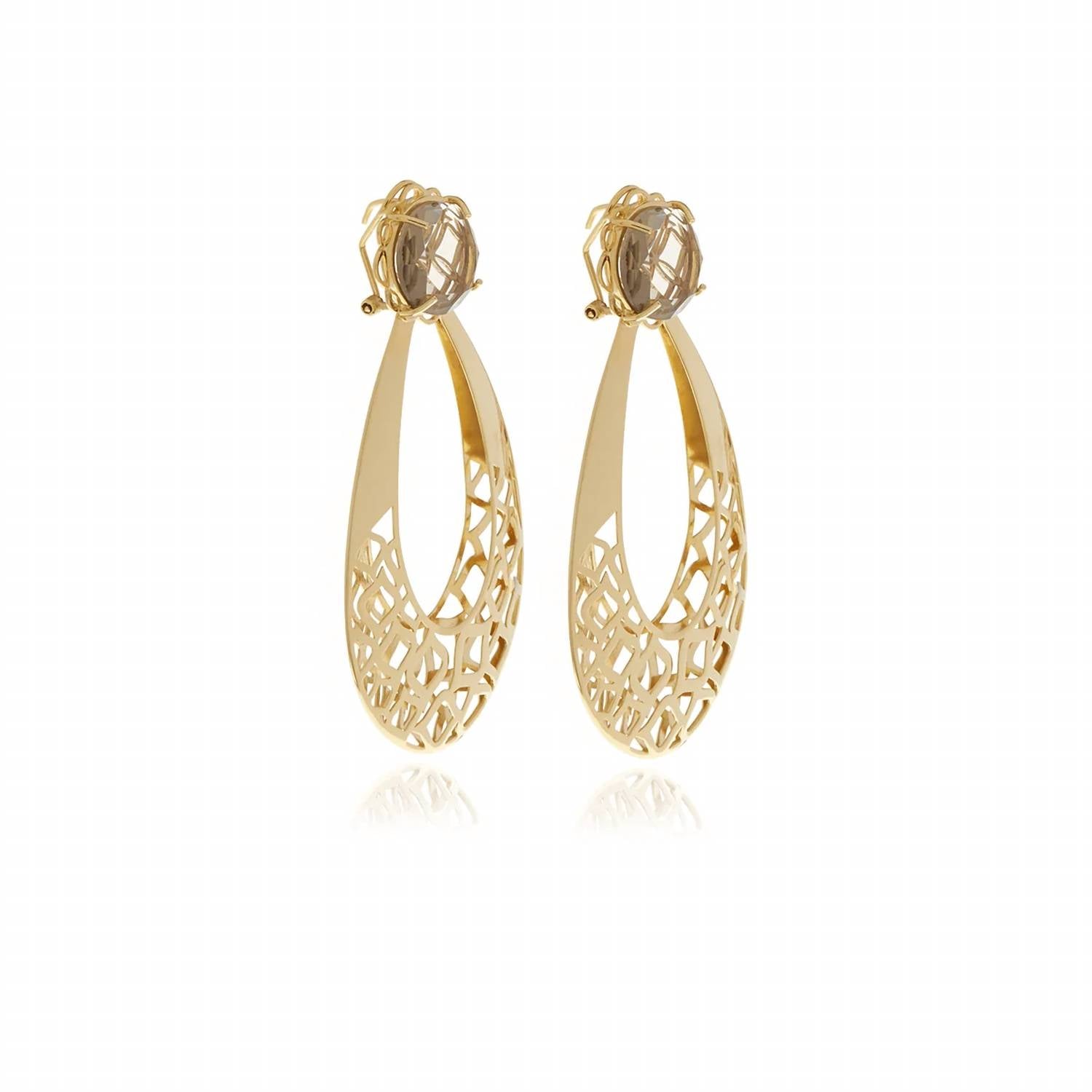 Georgina Jewelry - Women's Racines Drop Smoky Crystal Earrings