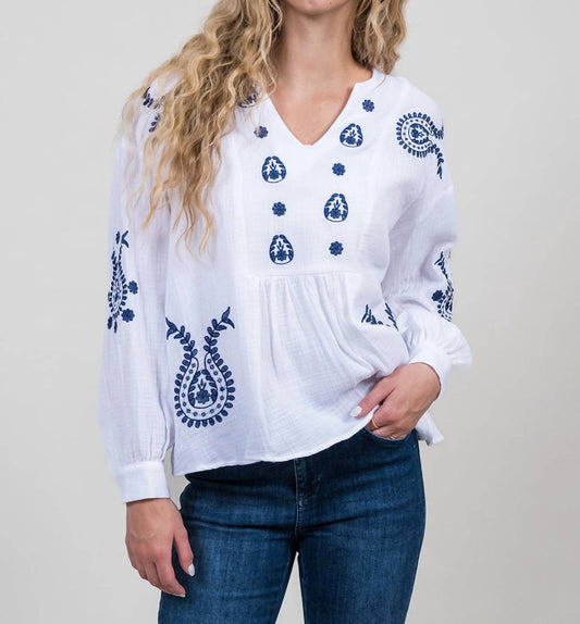 Trisha Tyler - Long Sleeve Embroidered Blouse