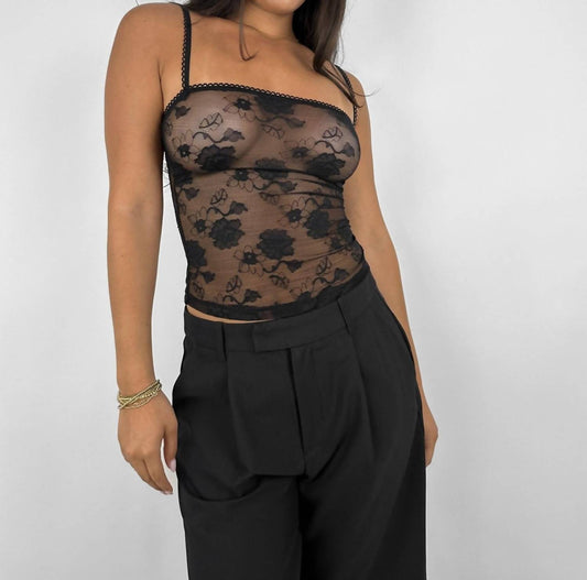 Nia - Sheer Floral Lace Tank