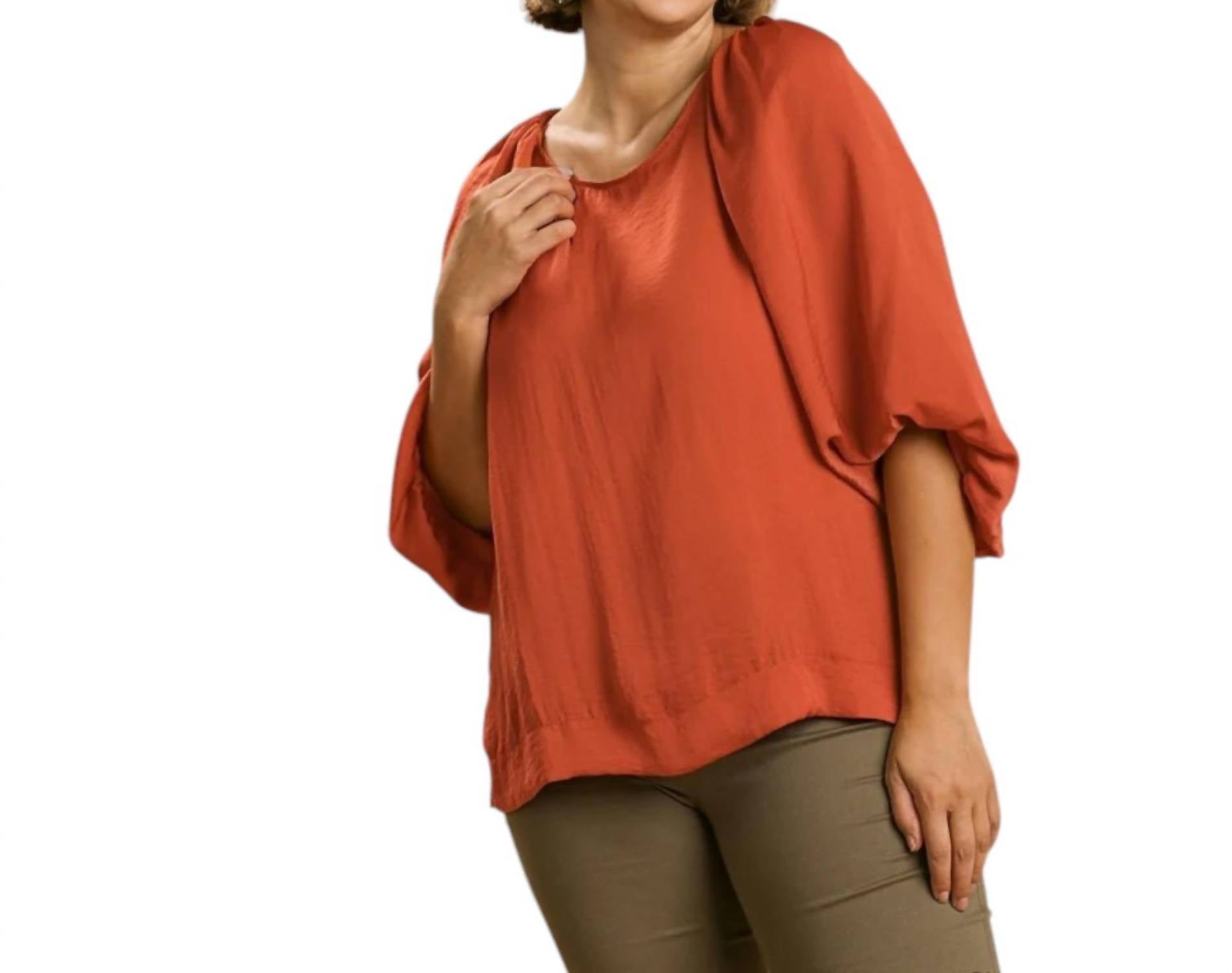 Umgee - Washed Satin Balloon Sleeve Top