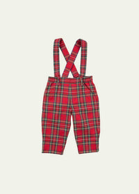 Florence Eiseman Kid's Plaid Pant With Suspenders in tartan red - kids' joggers