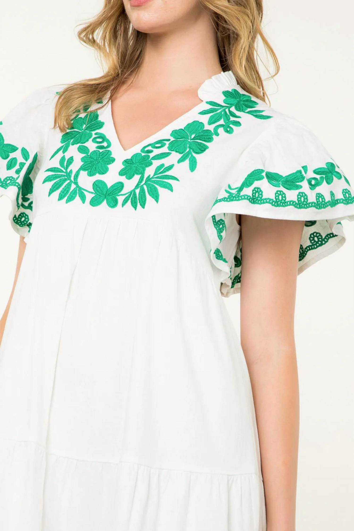 Thml - Flutter Sleeve Embroidered Dress