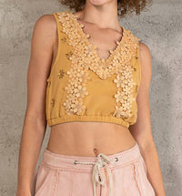 Pol - Sleeveless Waffle Crop Top