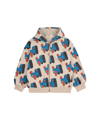 BOBO CHOSES Doggy Mate All Over Zipped Hoodie in off white - kids' shirt - alternate view