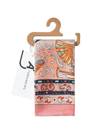Funkyrel Women's Vintage Print Square Scarf & Head Wrap in pink - women's scarf - detail view