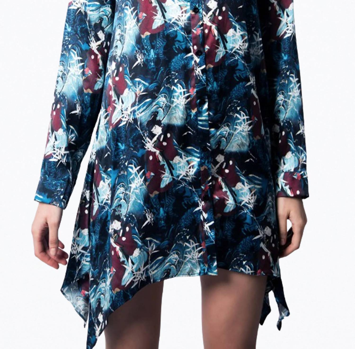 MODERN LOVE SILK CHARMEUSE MINI SHIRT DRESS