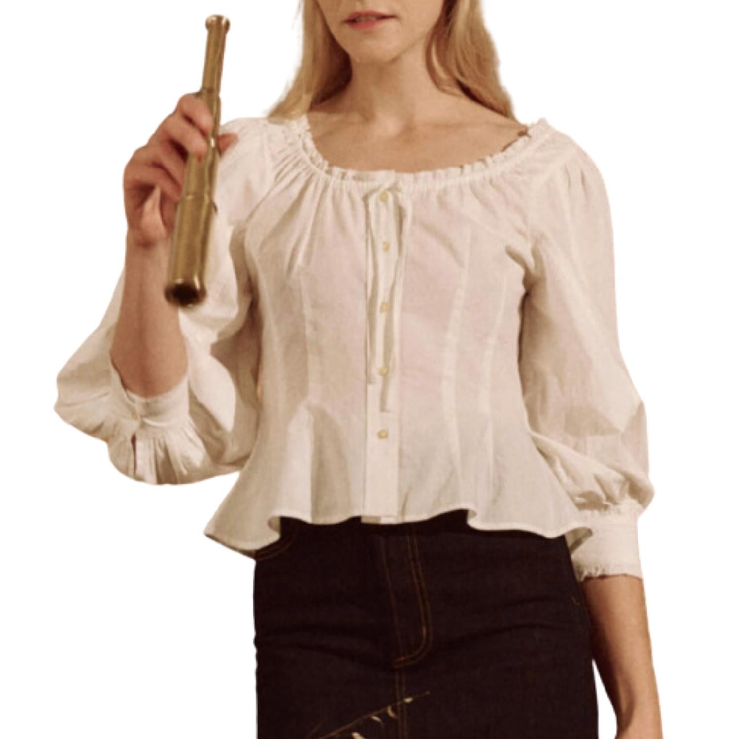 THE GREAT. Women's The Haven Top in true white - women's blouse
