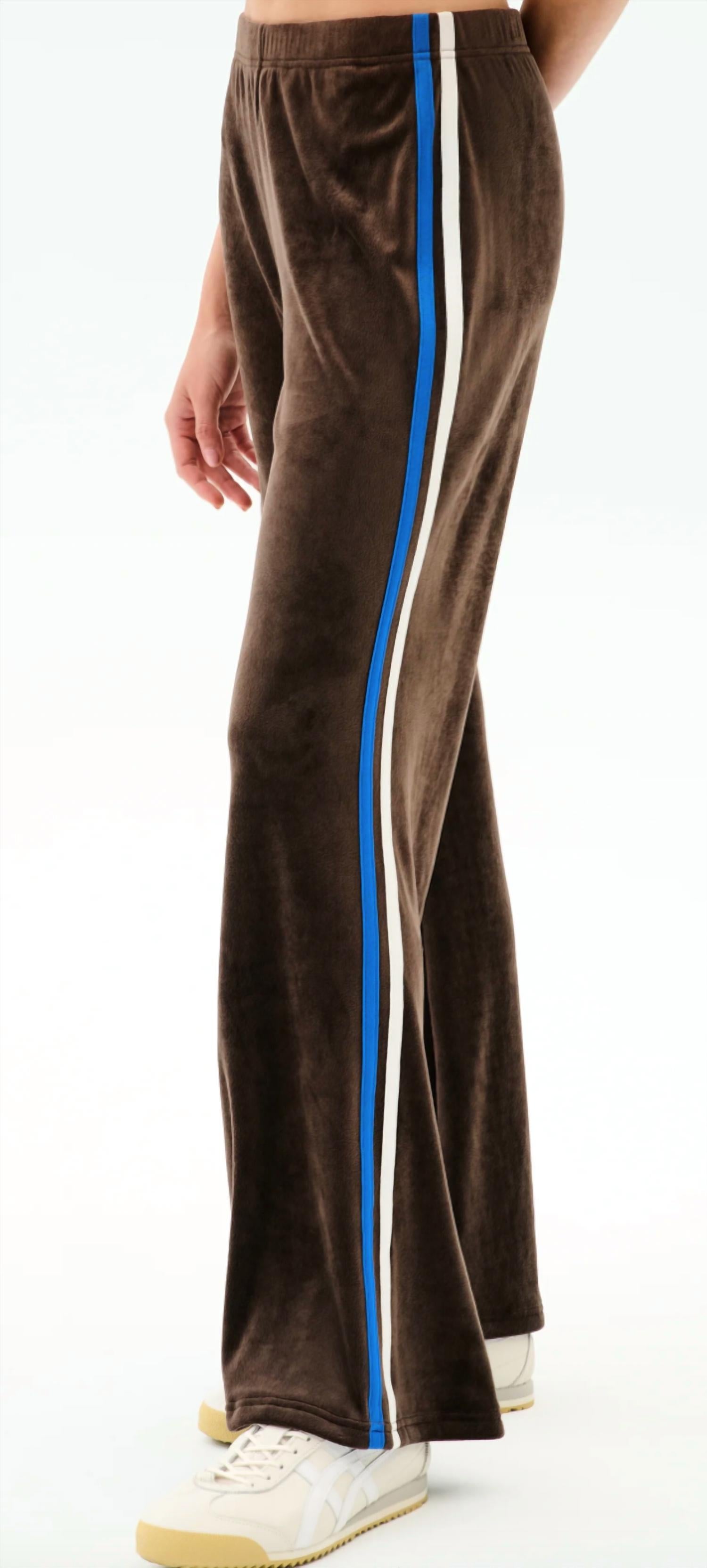 SPLITS59 Heritage Velour Pants in dark chocolate - women's pants - detail view