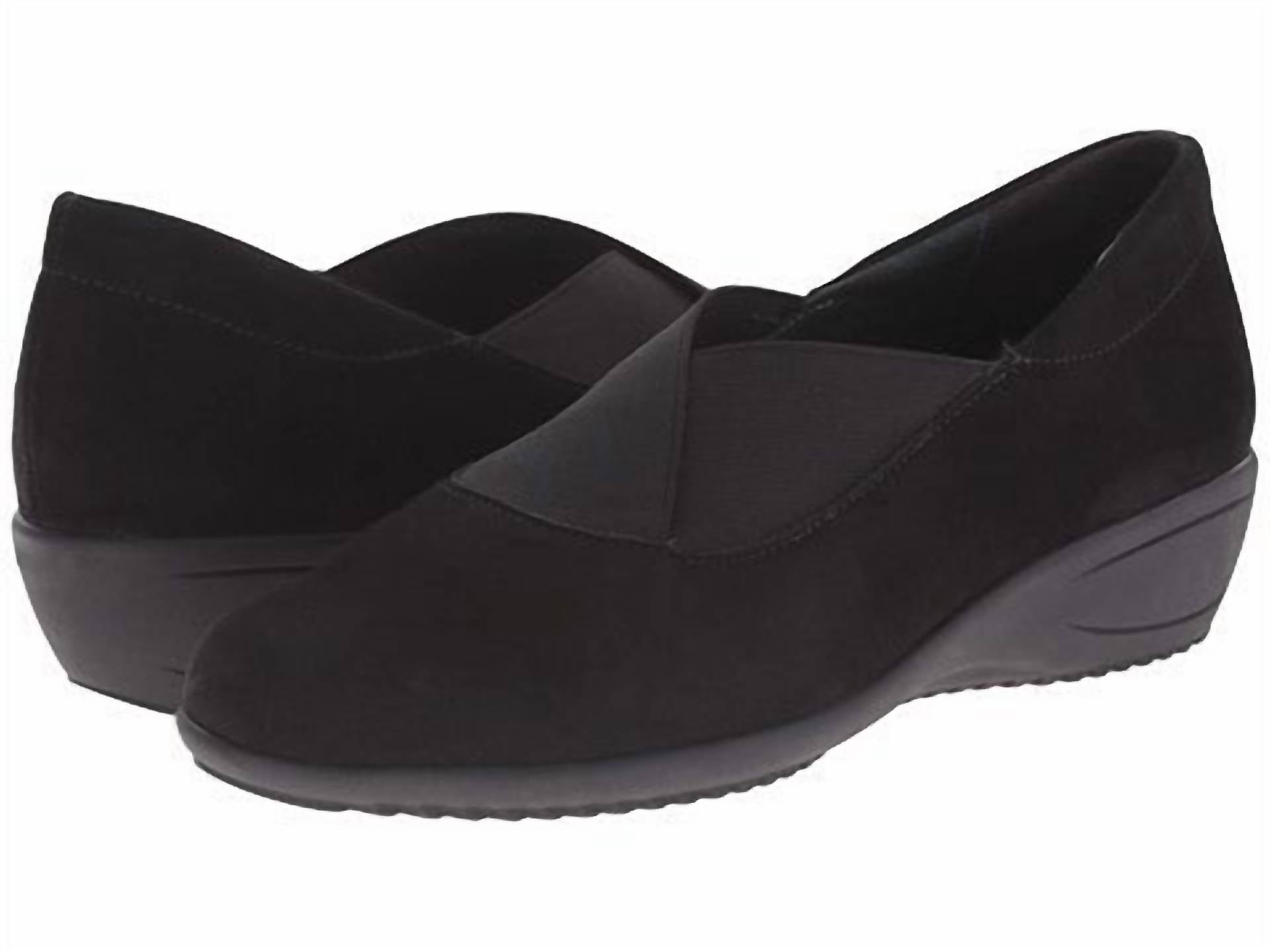 Ara Women's Lael Slip-on Wedge Shoe in black suede - women's shoe - alternate view