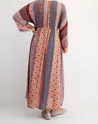 Easel - Printed Bell Sleeve Maxi Duster Dress