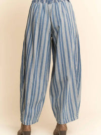 Davi & Dani - Striped Elastic Jean Pants