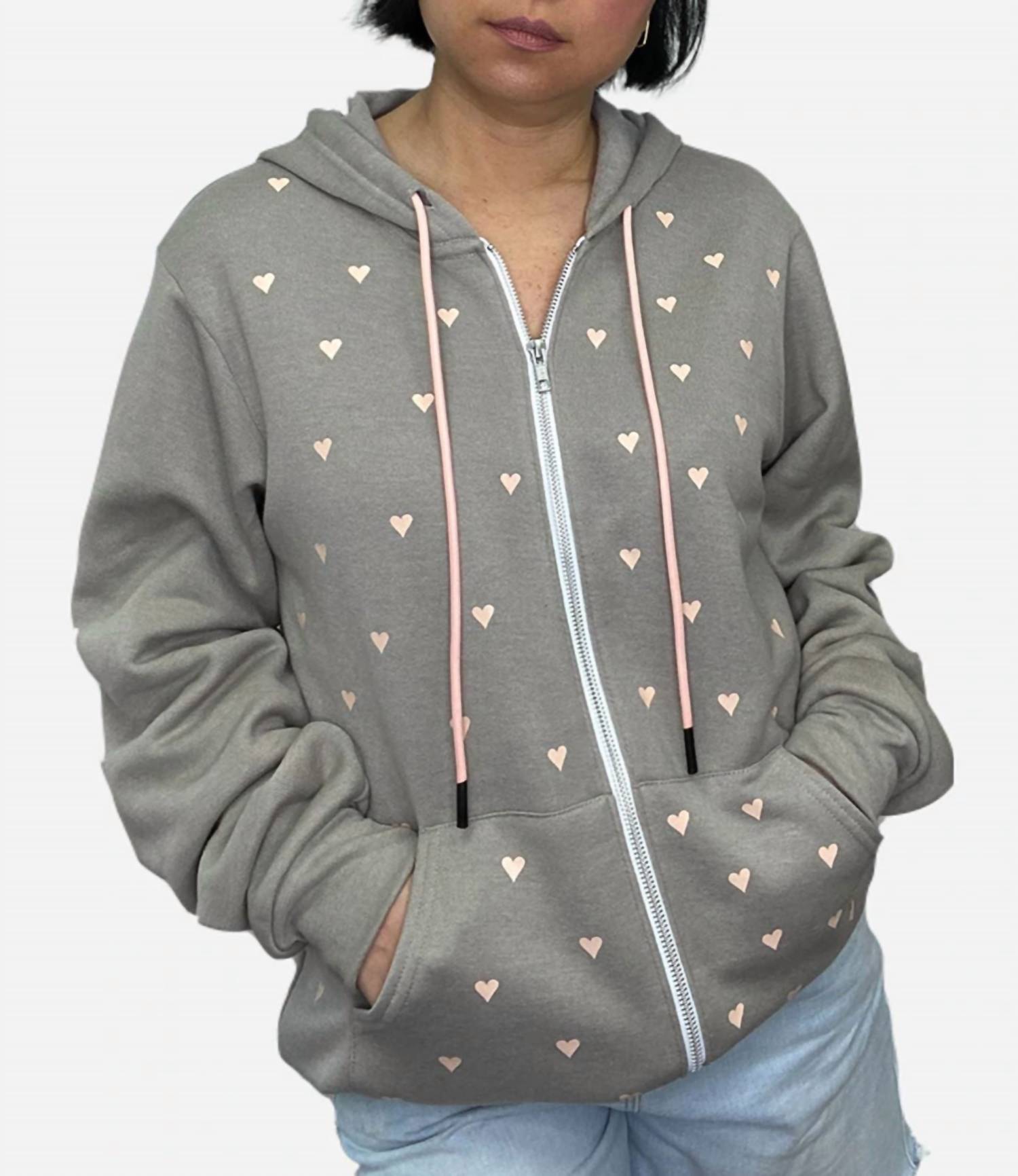 Women's Dotty Zip Up Putty Hoodie