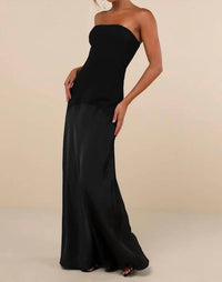 Lulus Compelling Style Strapless A-line Maxi Dress in black - women's dress - detail view