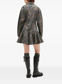 Ganni - Printed Stretch Cotton Buttoned Mini Dress