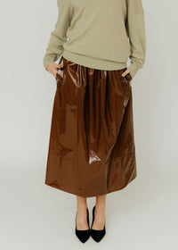 Tibi - Light Weight Patent Smocking Waistband Full Midi Skirt