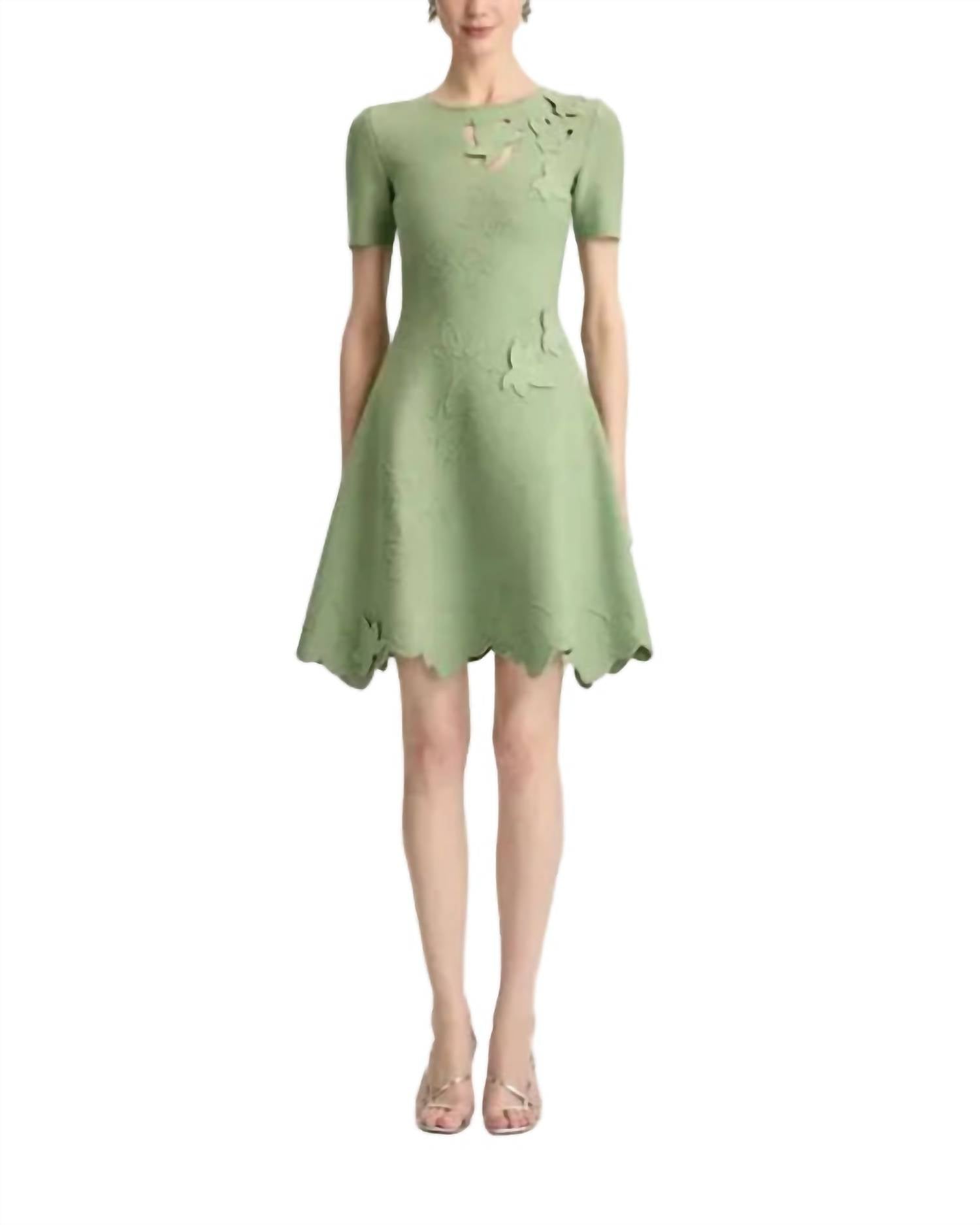 Oscar De La Renta - Ivy Cutout Detail Fit And Flare Knit Dress