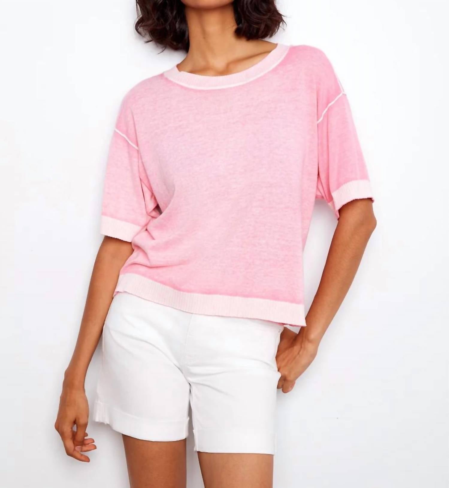 Charlie B - Short Sleeve Reverse Print Sweater