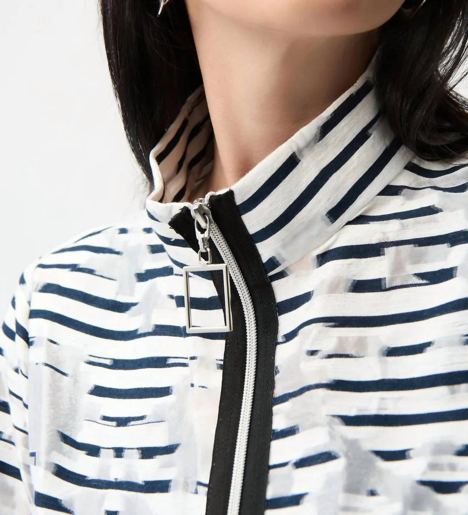 Joseph Ribkoff - Organza Stripe Zip Up Jacket