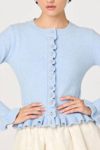 ASTR Eowyn Relaxed Cardigan in blue - women's cardigan - alternate view