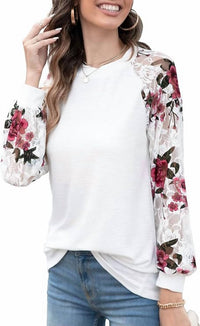 Aiyino - Women's Long Sleeve Lace Casual Loose Blouses