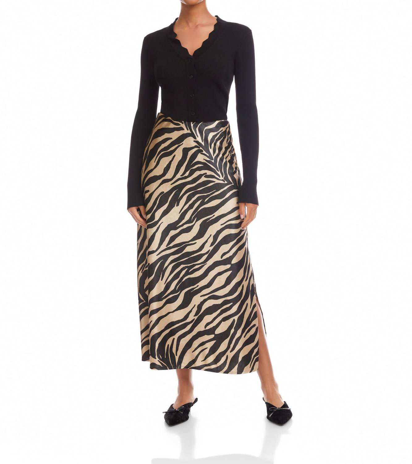Fifteen Twenty - Evy Side Slit Velvet Bias Skirt